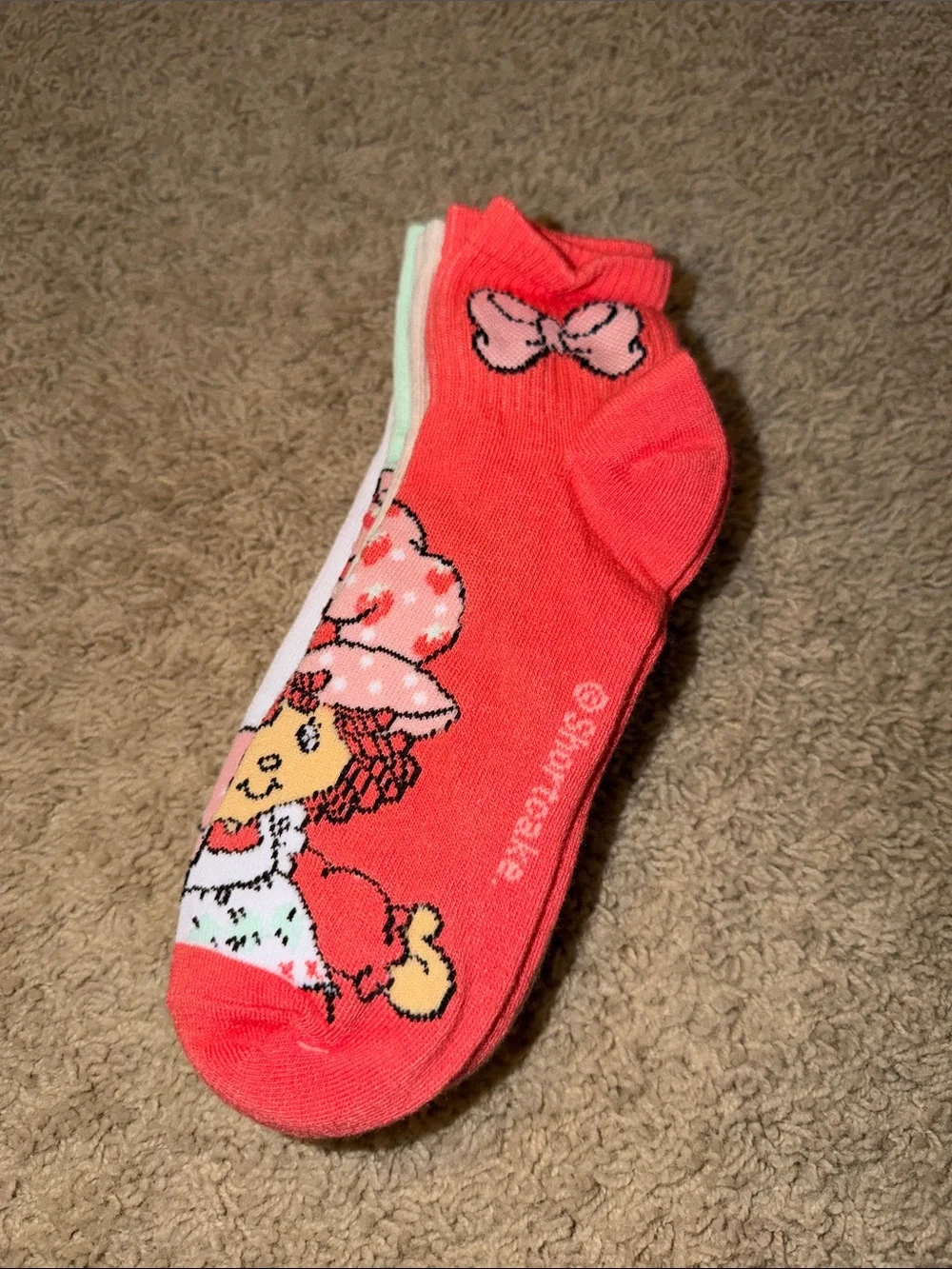 Strawberry Shortcake Pink Crew Socks for Women
